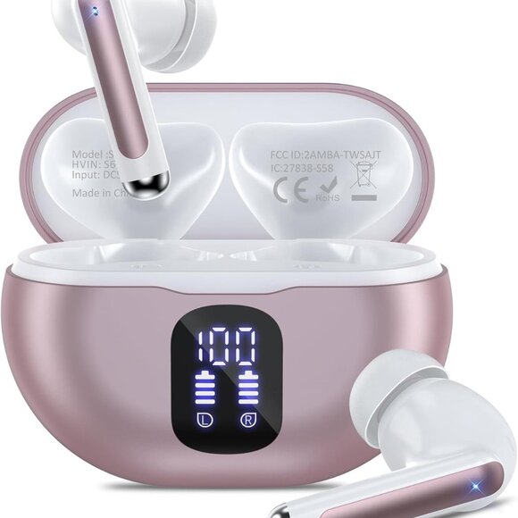 Bluetooth Headphones True Wireless Earbuds 50H Playback  LED Power Display Earph - Picture 1 of 8